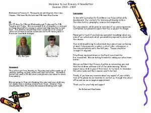 Welcome to our Primary 4 Newsletter Session 2018