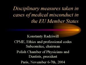 Disciplinary measures taken in cases of medical misconduct