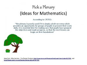 Plenary ideas maths