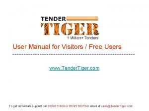User Manual for Visitors Free Users www Tender