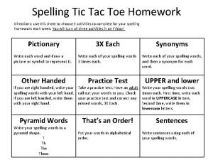 Spelling tic tac toe 3rd grade