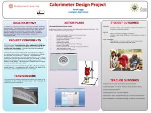 Calorimeter Design Project Sarah Legge Lexington High School