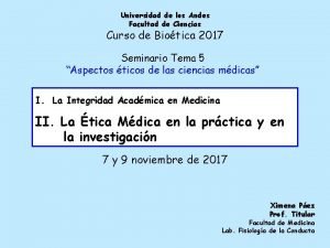 Universidad de los Andes Facultad de Ciencias Curso