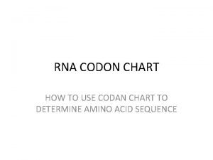 RNA CODON CHART HOW TO USE CODAN CHART