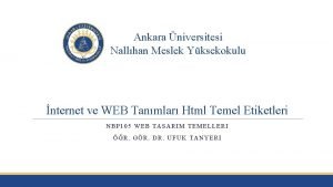 Ankara niversitesi Nallhan Meslek Yksekokulu nternet ve WEB