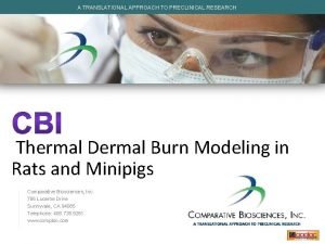 A TRANSLATIONAL APPROACH TO PRECLINICAL RESEARCH Thermal Dermal