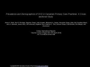 Prevalence and Demographics of CKD in Canadian Primary