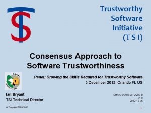 Trustworthy Software Initiative T S I Consensus Approach