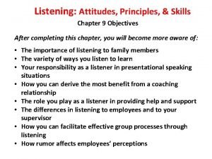 Listening attitudes principles and skills