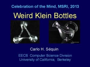 Celebration of the Mind MSRI 2013 Weird Klein