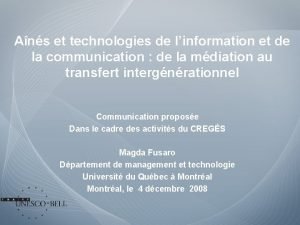 Ans et technologies de linformation et de la