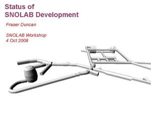Status of SNOLAB Development Fraser Duncan SNOLAB Workshop