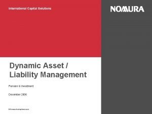 Asset and liability management solutions