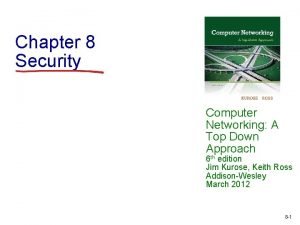 Chapter 8 Security Computer Networking A Top Down