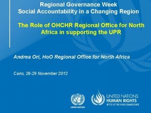 Regional Governance Week Social Accountability in a Changing