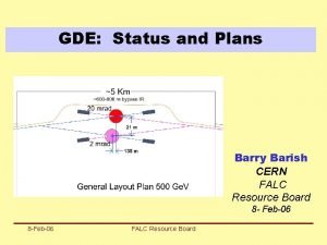 GDE Status and Plans Barry Barish CERN FALC