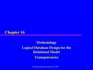 Chapter 16 Methodology Logical Database Design for the