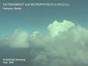 ENTRAINMENT and MICROPHYSICS in RICO Cu Hermann Gerber