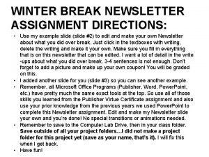 Winter break newsletter