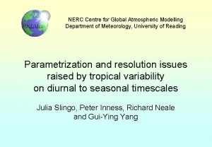 NERC Centre for Global Atmospheric Modelling Department of