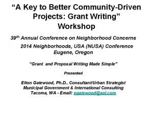 A Key to Better CommunityDriven Projects Grant Writing