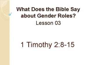 What does the bible say about gender roles