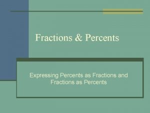 Fractions Percents Expressing Percents as Fractions and Fractions