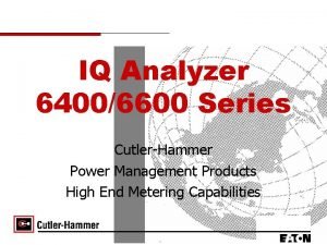 IQ Analyzer 64006600 Series CutlerHammer Power Management Products