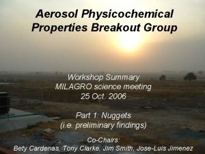 Aerosol Physicochemical Properties Breakout Group Workshop Summary MILAGRO