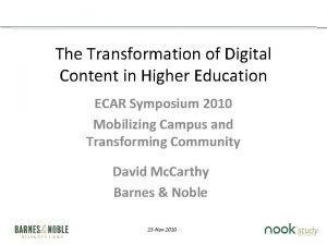 The Transformation of Digital Content in Higher Education