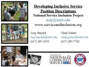 Developing Inclusive Service Position Descriptions National Service Inclusion