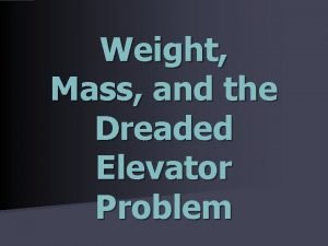 Weight Mass and the Dreaded Elevator Problem Minilab