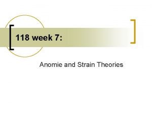 118 week 7 Anomie and Strain Theories Anomie