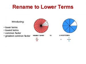 Rename to Lower Terms Introducing lower terms lowest