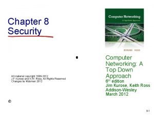Chapter 8 Security All material copyright 1996 2012