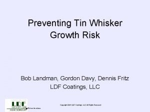 Preventing Tin Whisker Growth Risk Bob Landman Gordon