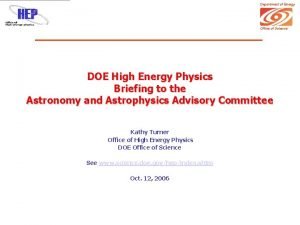 Department of Energy Office of Science DOE High