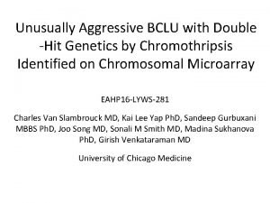 Unusually Aggressive BCLU with Double Hit Genetics by