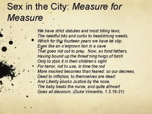 Sex in the City Measure for Measure We