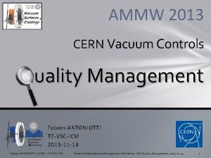 AMMW 2013 CERN Vacuum Controls Quality Management Fabien