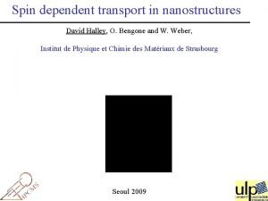 Spin dependent transport in nanostructures David Halley O