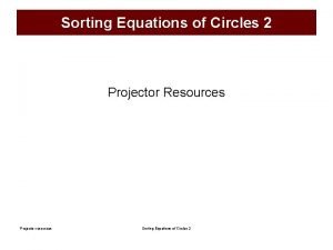 Categorizing equations Categorizing equations