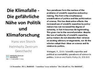 Die Klimafalle Die gefhrliche Nhe von Politik und