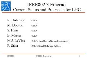 IEEE 802 3 Ethernet Current Status and Prospects