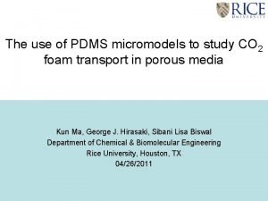 The use of PDMS micromodels to study CO