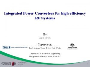 Integrated Power Converters for high efficiency RF Systems