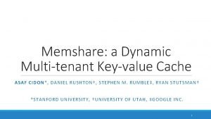 Memshare a Dynamic Multitenant Keyvalue Cache ASAF CIDON