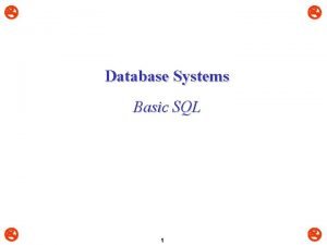 Database Systems Basic SQL 1 Outline m SQL