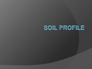 SOIL PROFILE Soil genetic horizons HORIZON soil layer