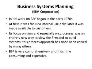 Business system planning